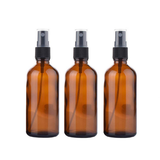3 x Value Pack 100ml Amber Glass Mist Spray Bottles